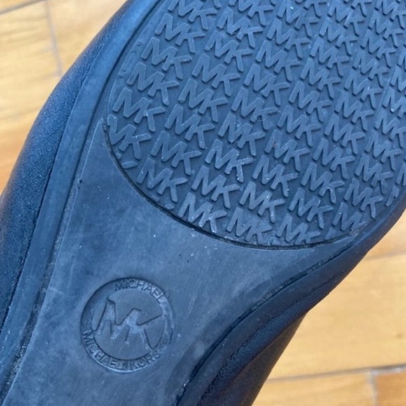 Black Leather Ballerina Flat Shoes Michael Kors Kiera Ballet - Picture 5 of 6